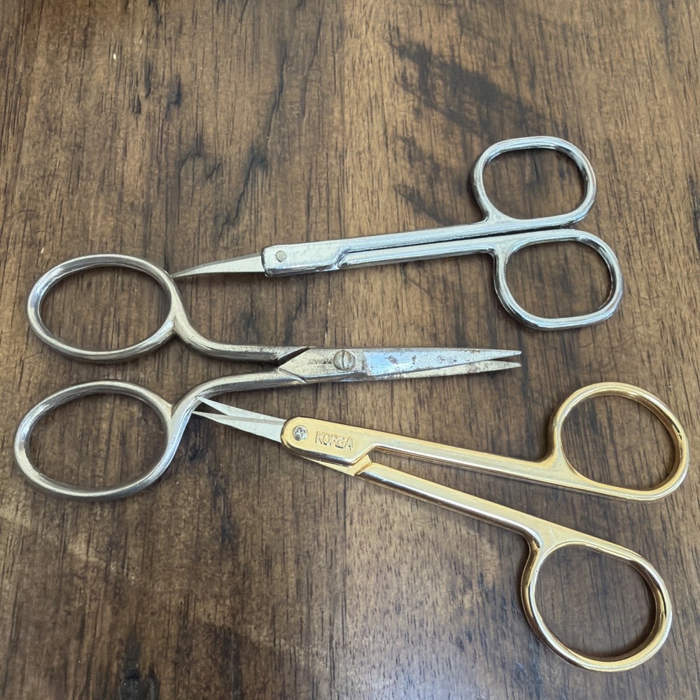 Vintage Embroidery Sewing Scissors Lot of 3 Germany Korea Needlework Sewing